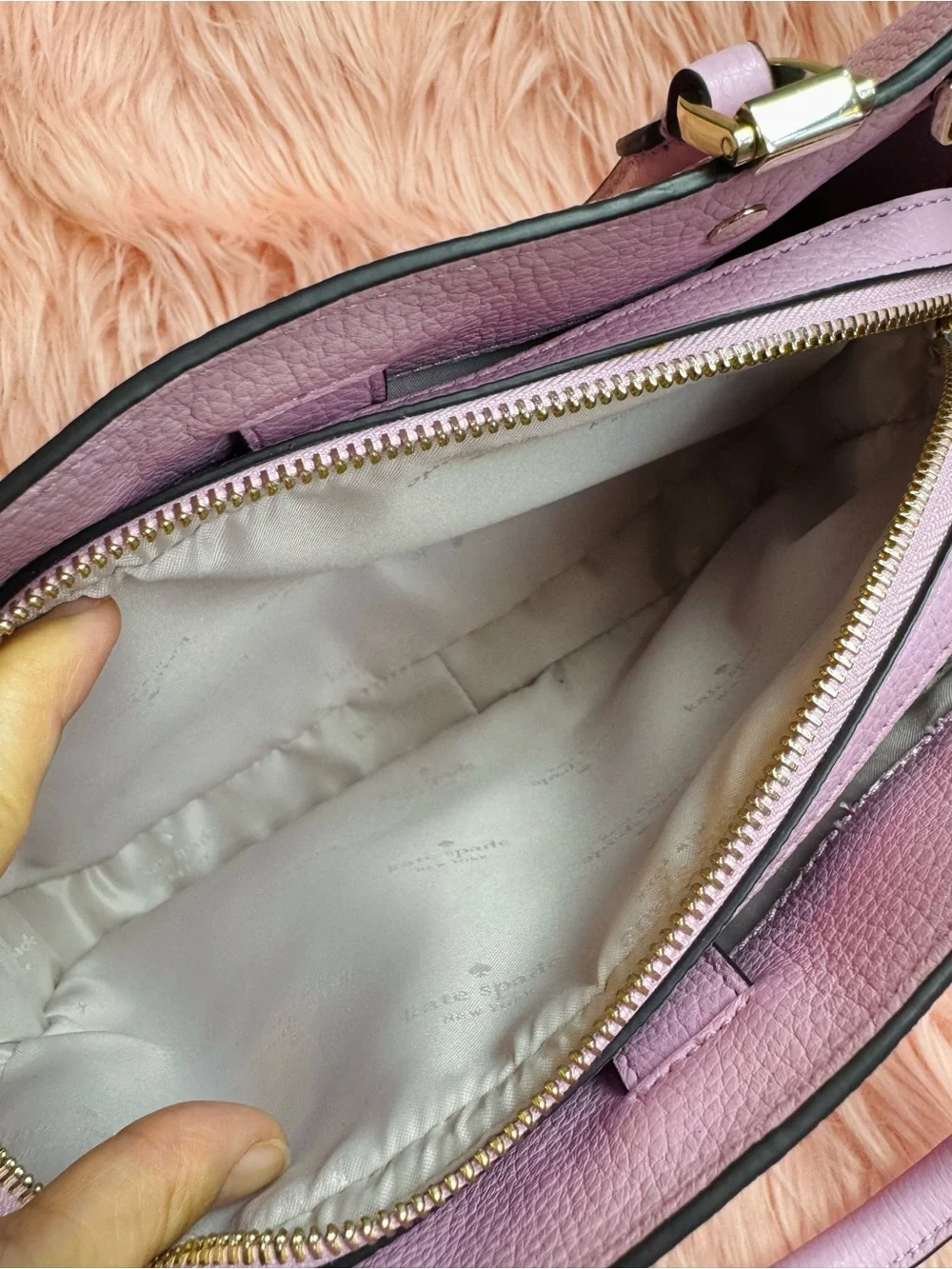 Kate Spade Leila Medium Triple Compartment Satchel in a pastel pink